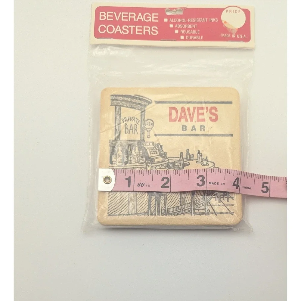 Vintage Maude Corp Daves Bar Beverage Coasters Absorbent Reusable‎ Made in USA